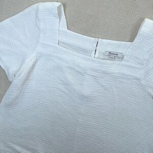 Madewell Lightspun Harlow Square Neck Button Back Top Size Large 100% Cotton